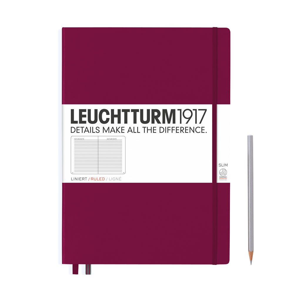 Leuchtturm 1917 Master Slim A4+ Hardcover Notebook 121ct – Port Red – Ruled